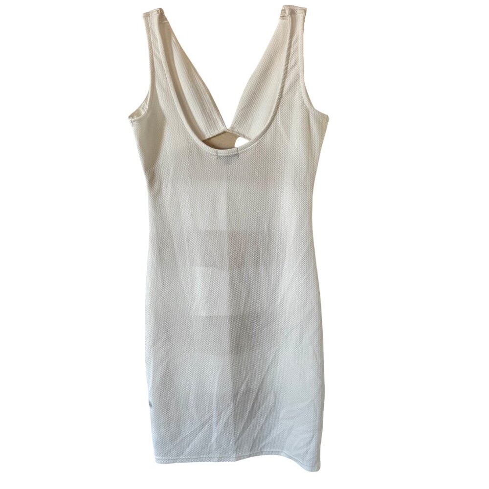White Sleeveless Lace Panel Dress Love by Chesley V-Neck Scoop Back Large - Picture 5 of 10